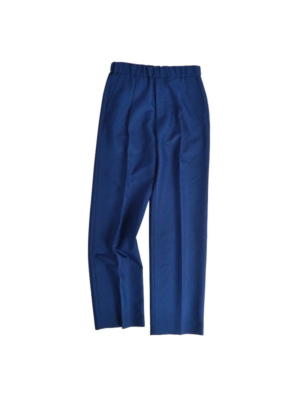 Louis Vuitton Pants Long Easy LV Logo All Over Print Wool Cotton Blue 48